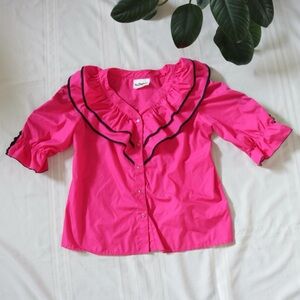 Hot pink Mondiki square dance prairie ruffle blouse